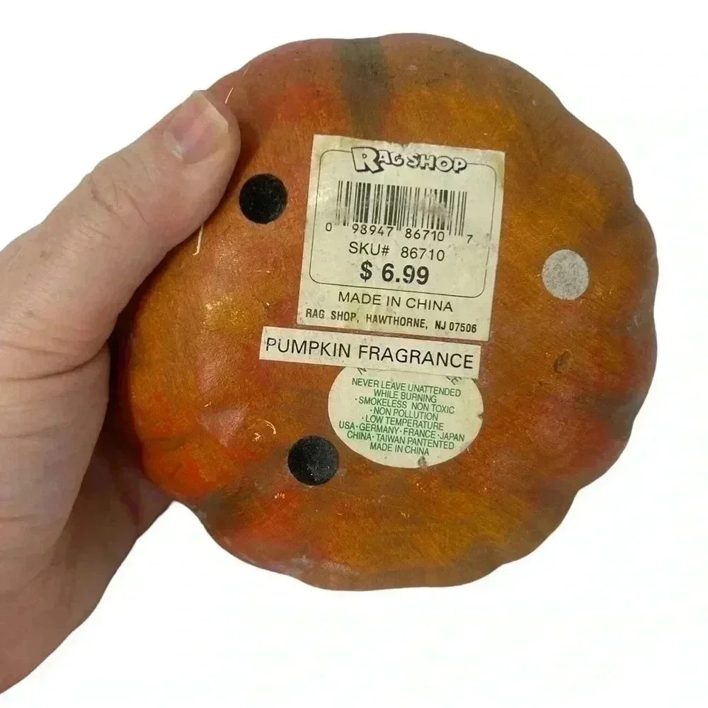 VTG RAGSHOP PUMPKIN SCENTED CANDLE CERAMIC PUMPKIN HALLOWEEN THANKSGIVING DECOR